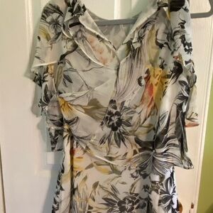 White House Black Market Monochrome Floral Dress